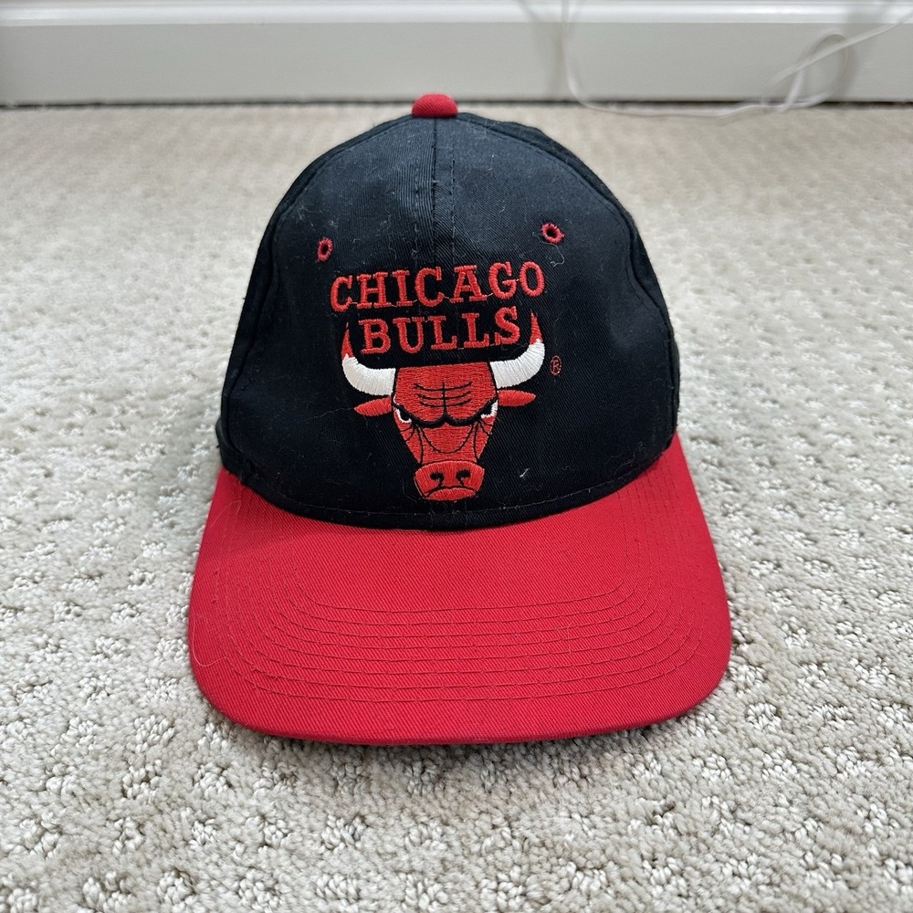 Vintage 90s Chicago Bulls Snapback Hat Cap NBA‎ Jordan Adjustable One Size OSFA